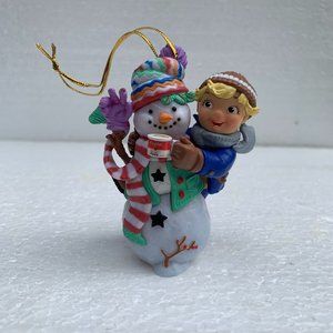 Campbell Soup Kids Christmas Tree Ornament - Boy Feeding Snowman Soup - 2006